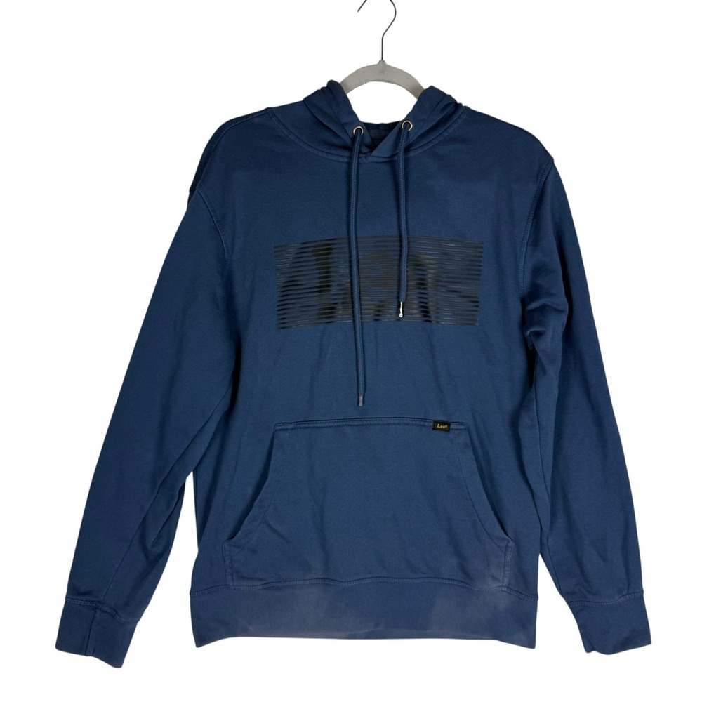 Lee‎ Hoodie Mens Small Blue Pullover Fleece Logo Kangaroo Pocket Graphic